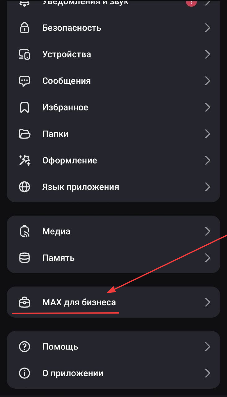 Открыть MAX для бизнеса